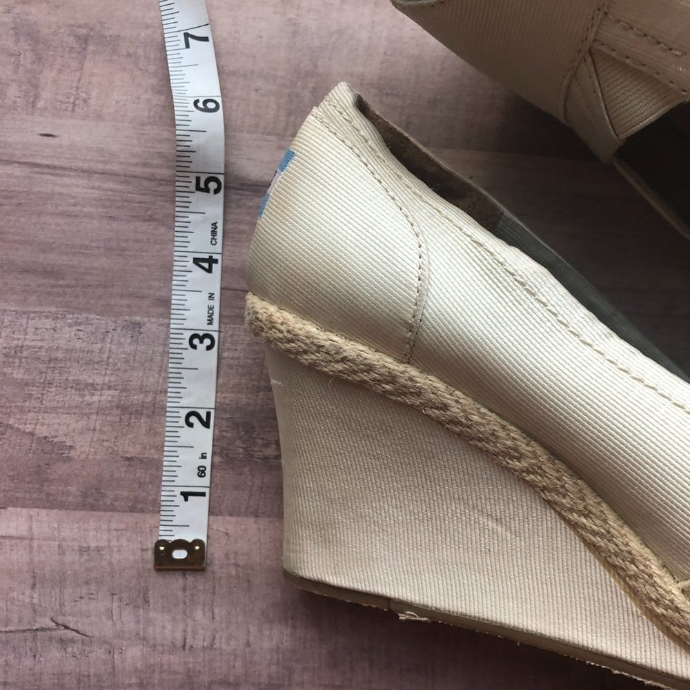 TOMS Ivory Satin Wedge Slip On Espadrille Sandals - Picture 7 of 7